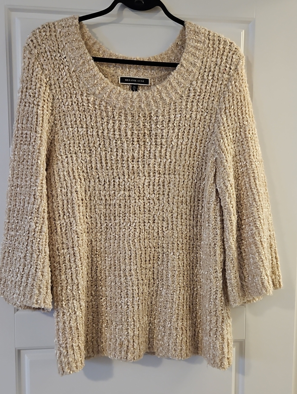 Melanie Lyne Cream Scoop Neck Cozy Knit Sweater